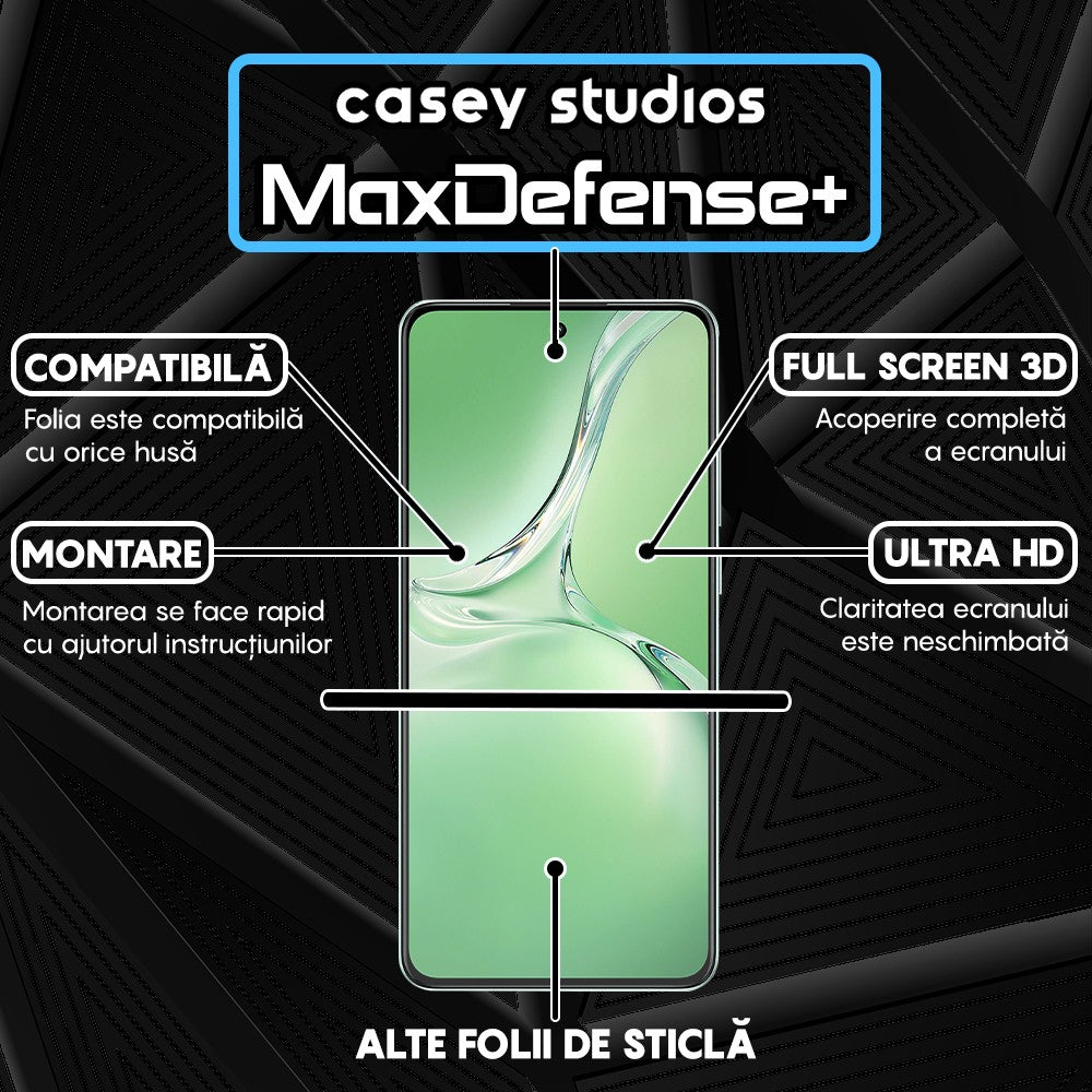 Folie Sticla MaxDefense+ - Oppo K12 - Negru