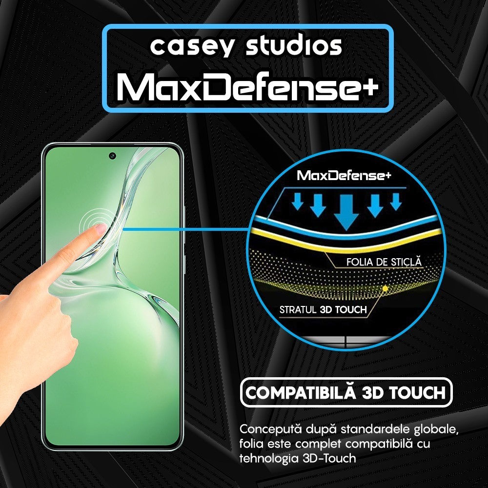 Folie Sticla MaxDefense+ - Oppo K12 - Negru