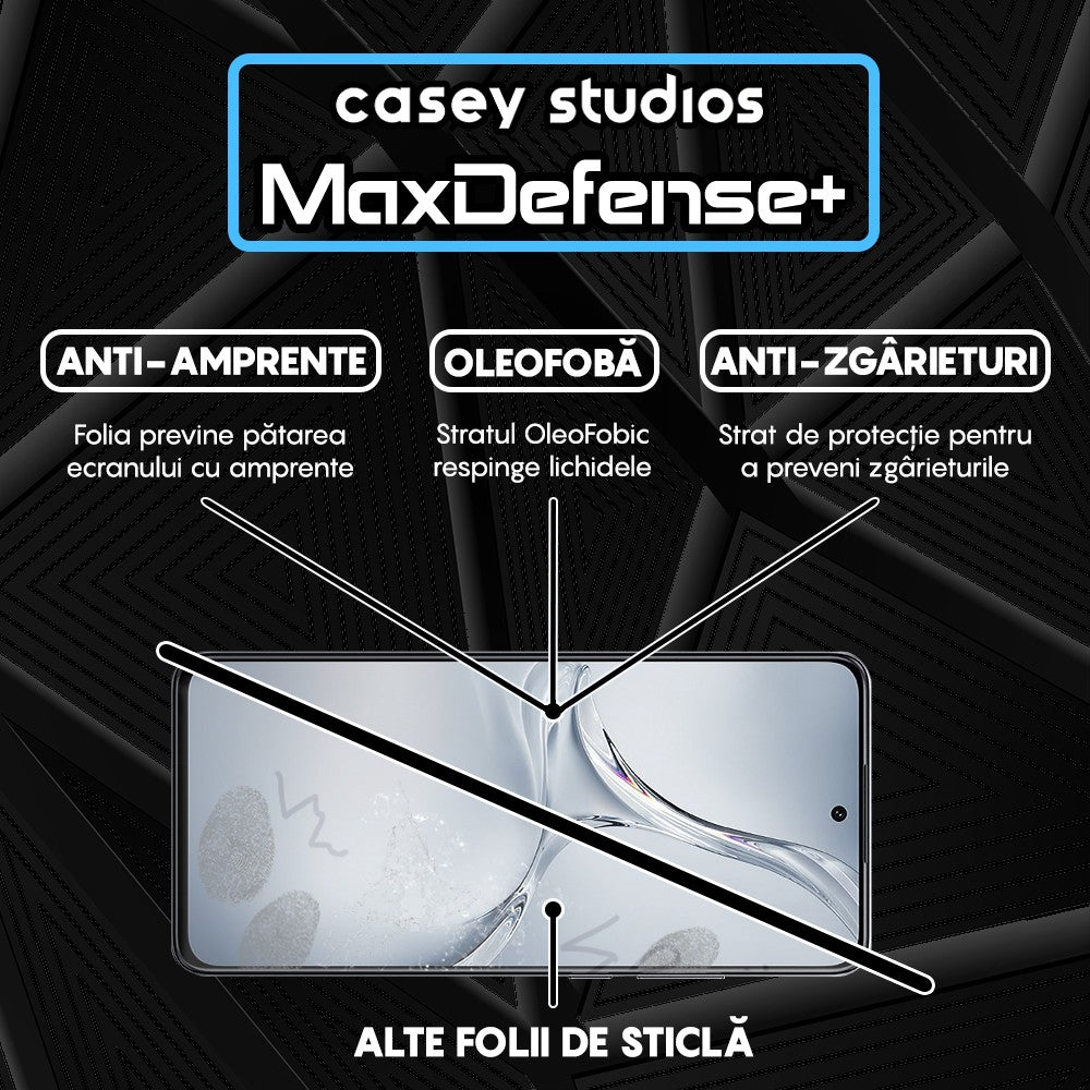 Folie Sticla MaxDefense+ - Oppo K12x - Negru