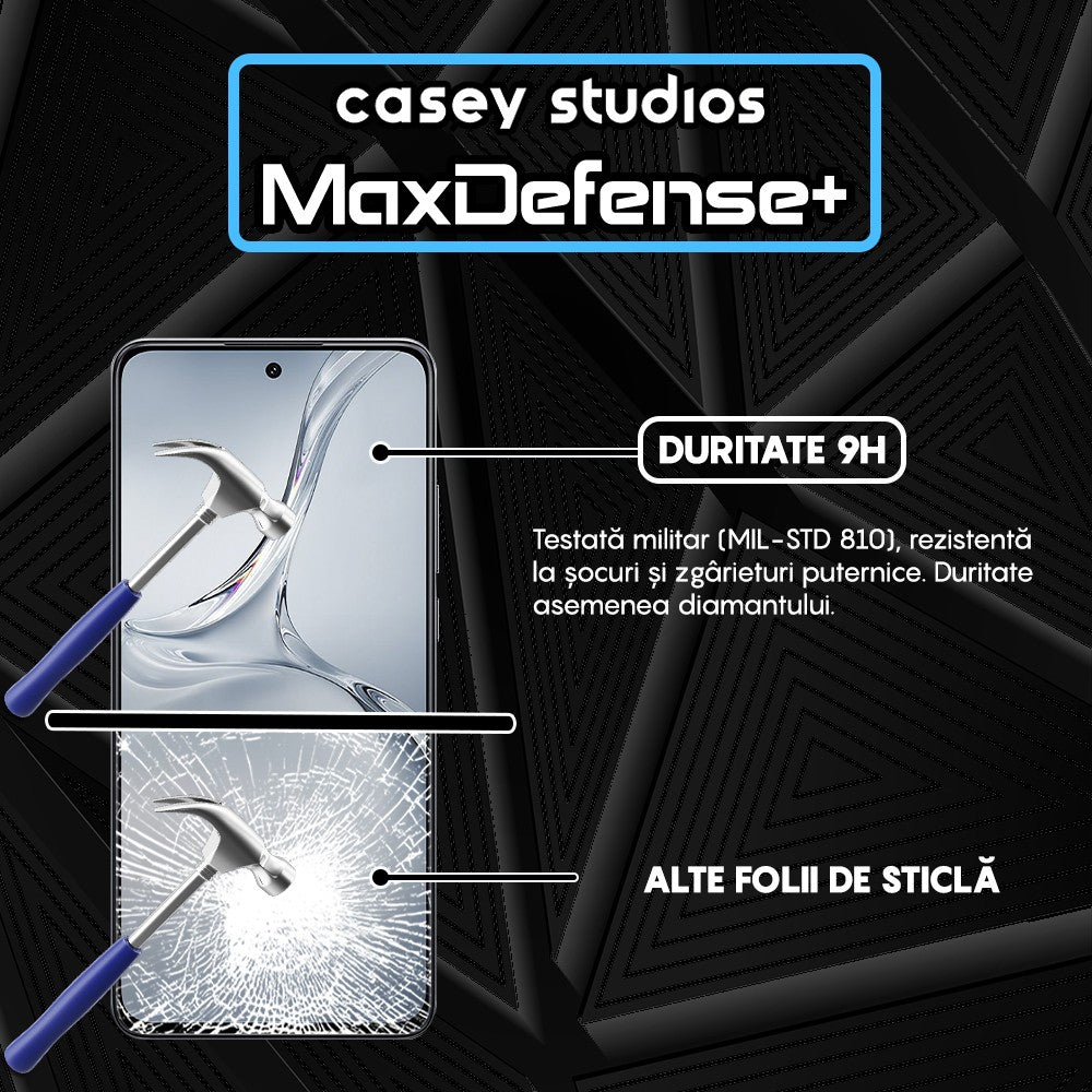 Folie Sticla MaxDefense+ - Oppo K12x - Negru