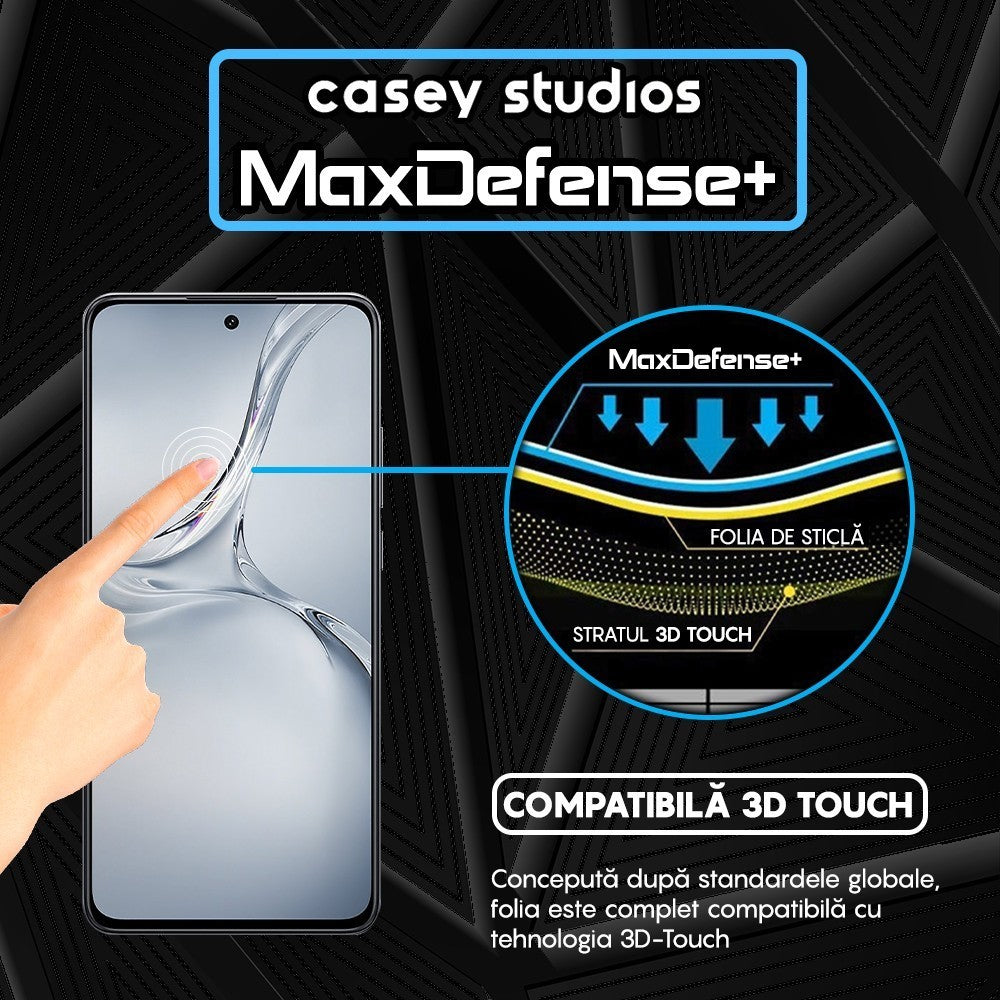 Folie Sticla MaxDefense+ - Oppo K12x - Negru