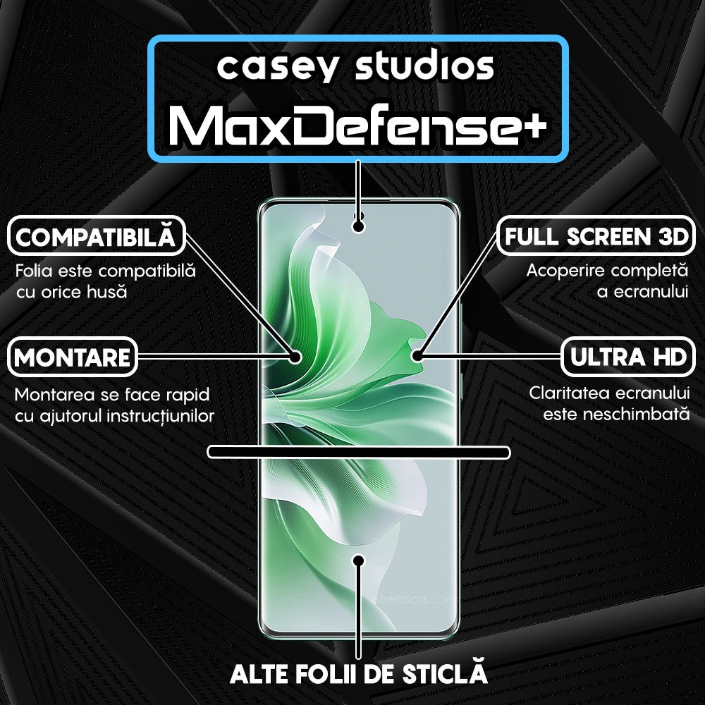 Folie Sticla MaxDefense+ - Oppo Reno11 - Negru