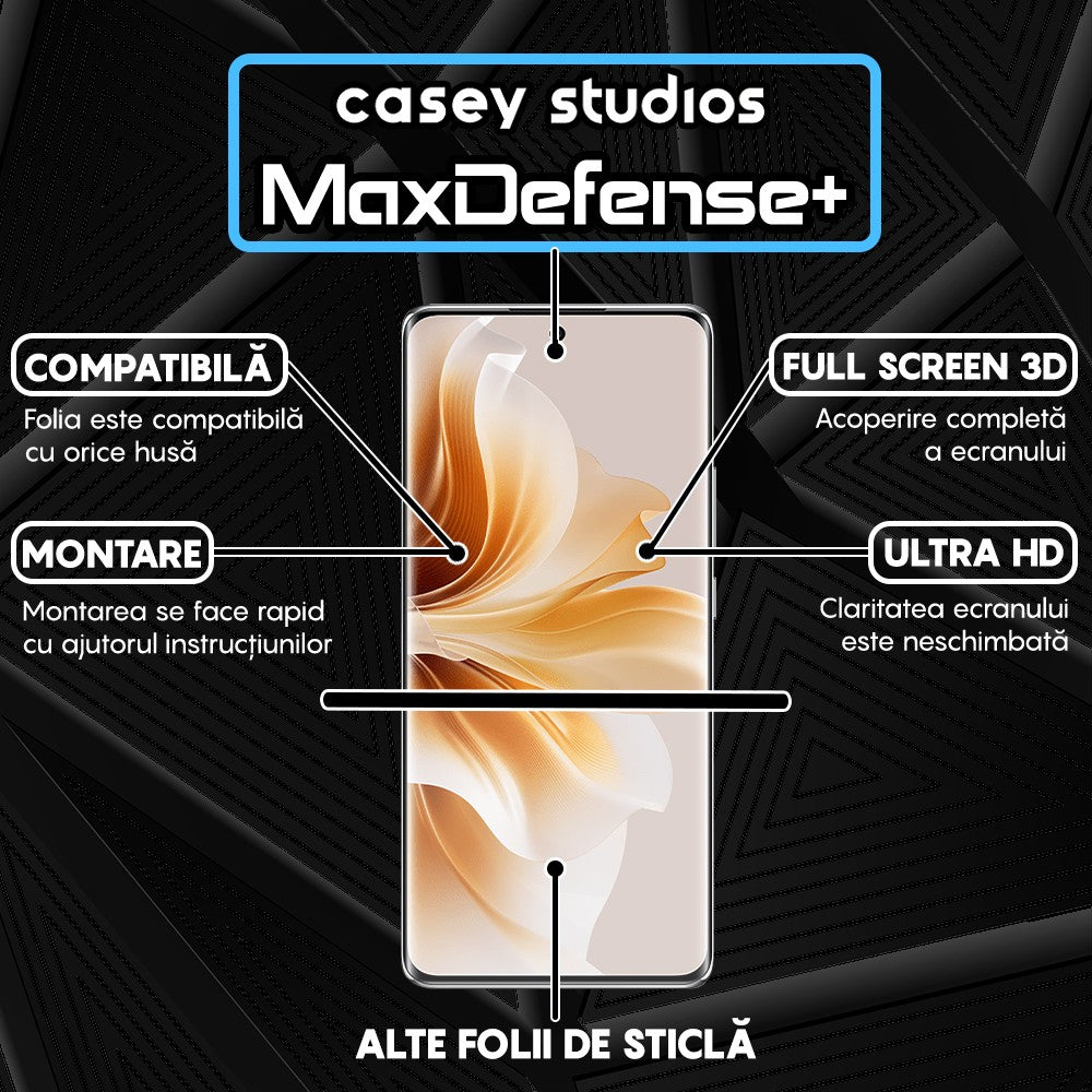 Folie Sticla MaxDefense+ - Oppo Reno11 Pro - Negru