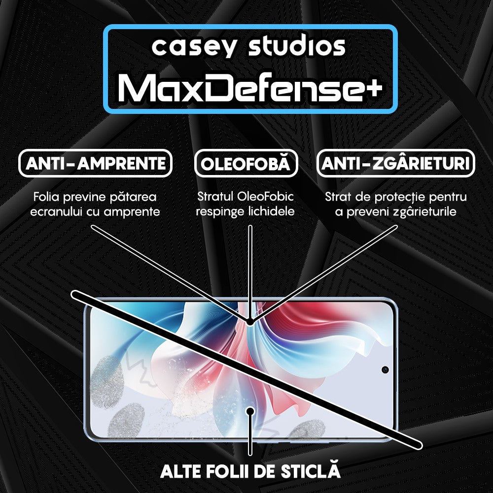 Folie Sticla MaxDefense+ - Oppo Reno12 F - Negru