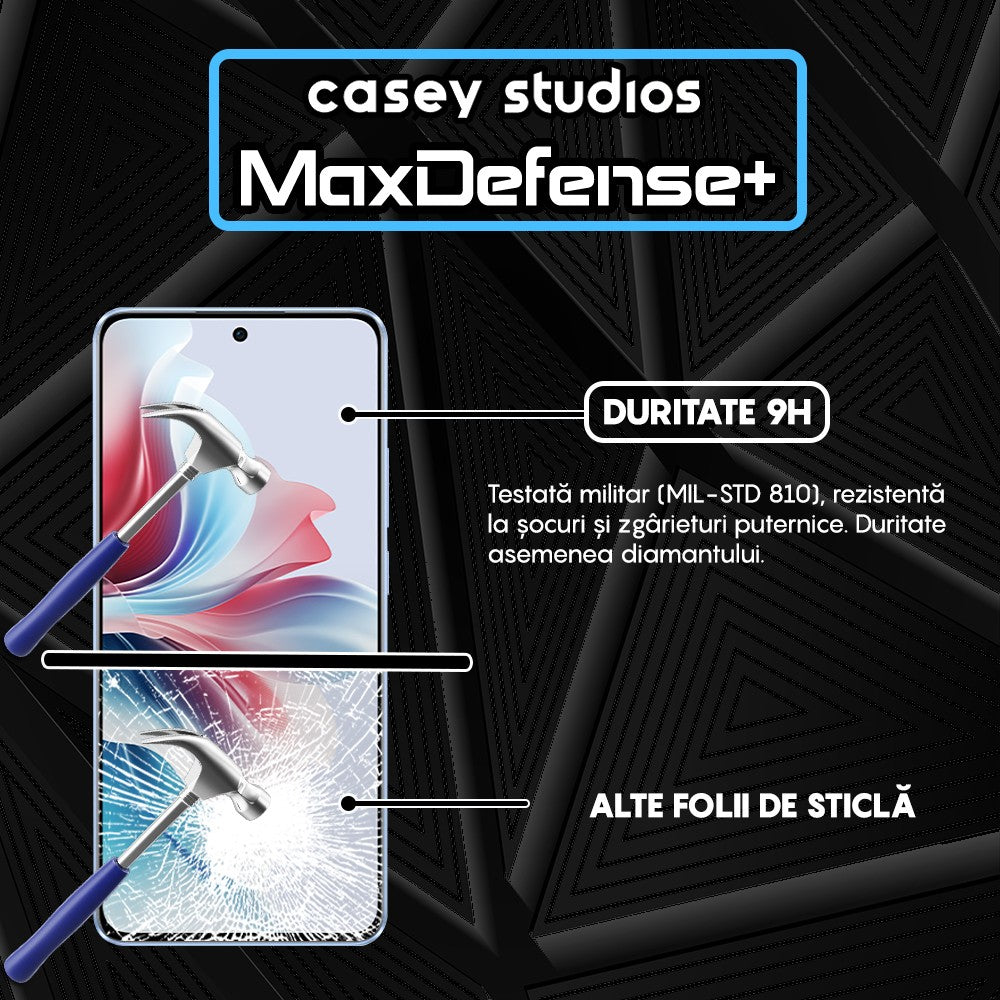 Folie Sticla MaxDefense+ - Oppo Reno12 F - Negru