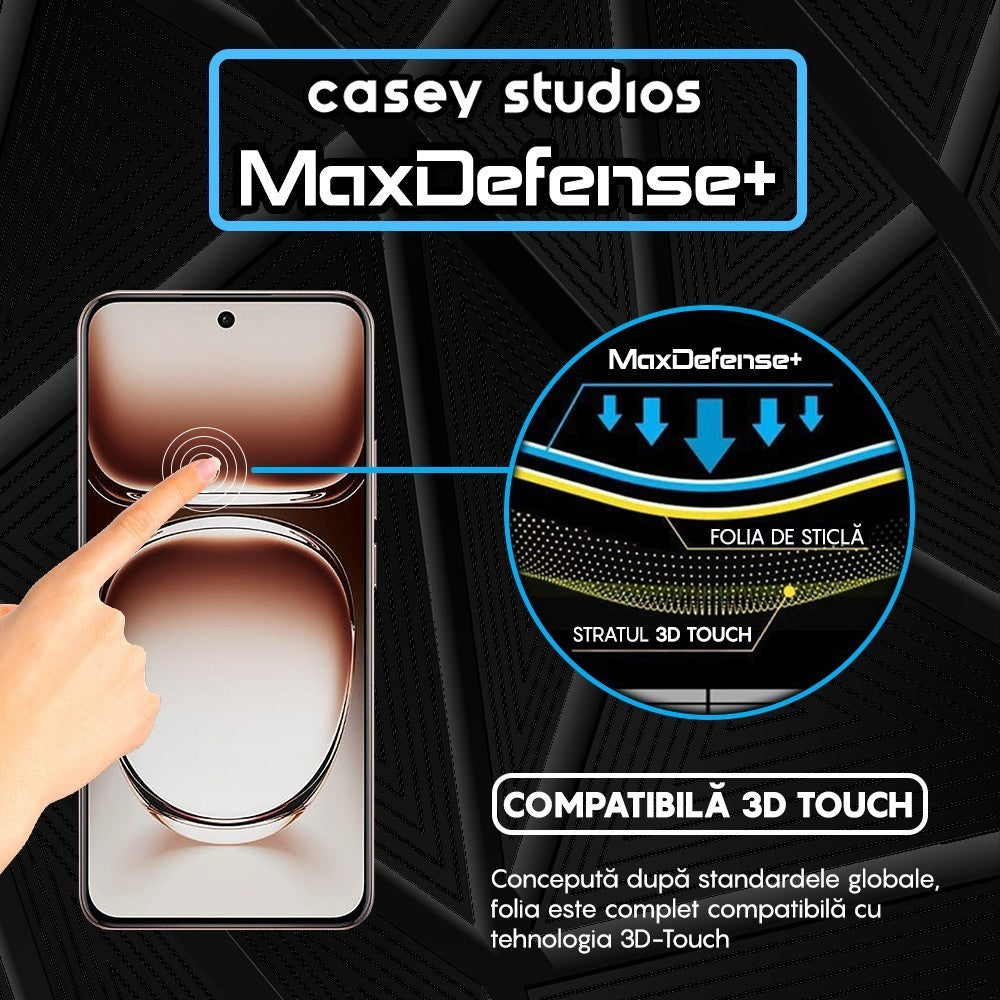 Folie Sticla MaxDefense+ - Oppo Reno12 Pro - Negru