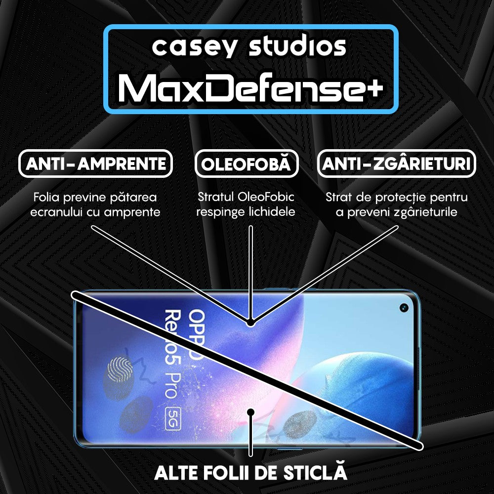 Folie Sticla MaxDefense+ - Oppo Reno5 Pro 5G - Negru
