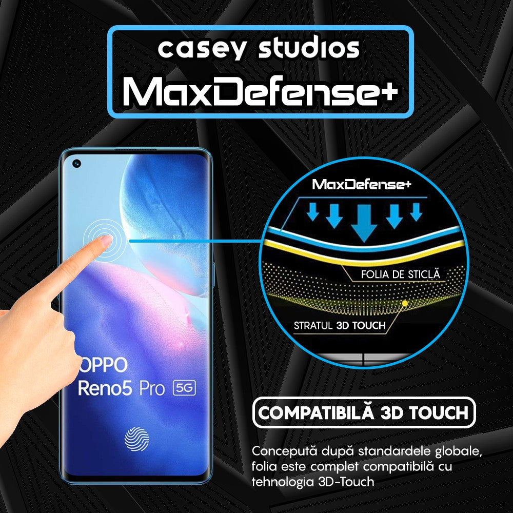 Folie Sticla MaxDefense+ - Oppo Reno5 Pro 5G - Negru