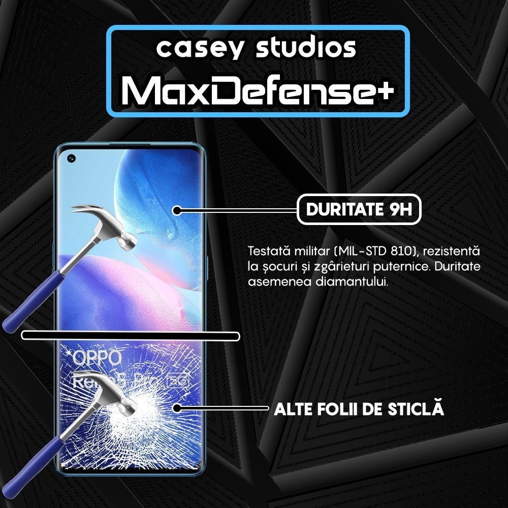 Folie Sticla MaxDefense+ - Oppo Reno5 Pro 5G - Negru