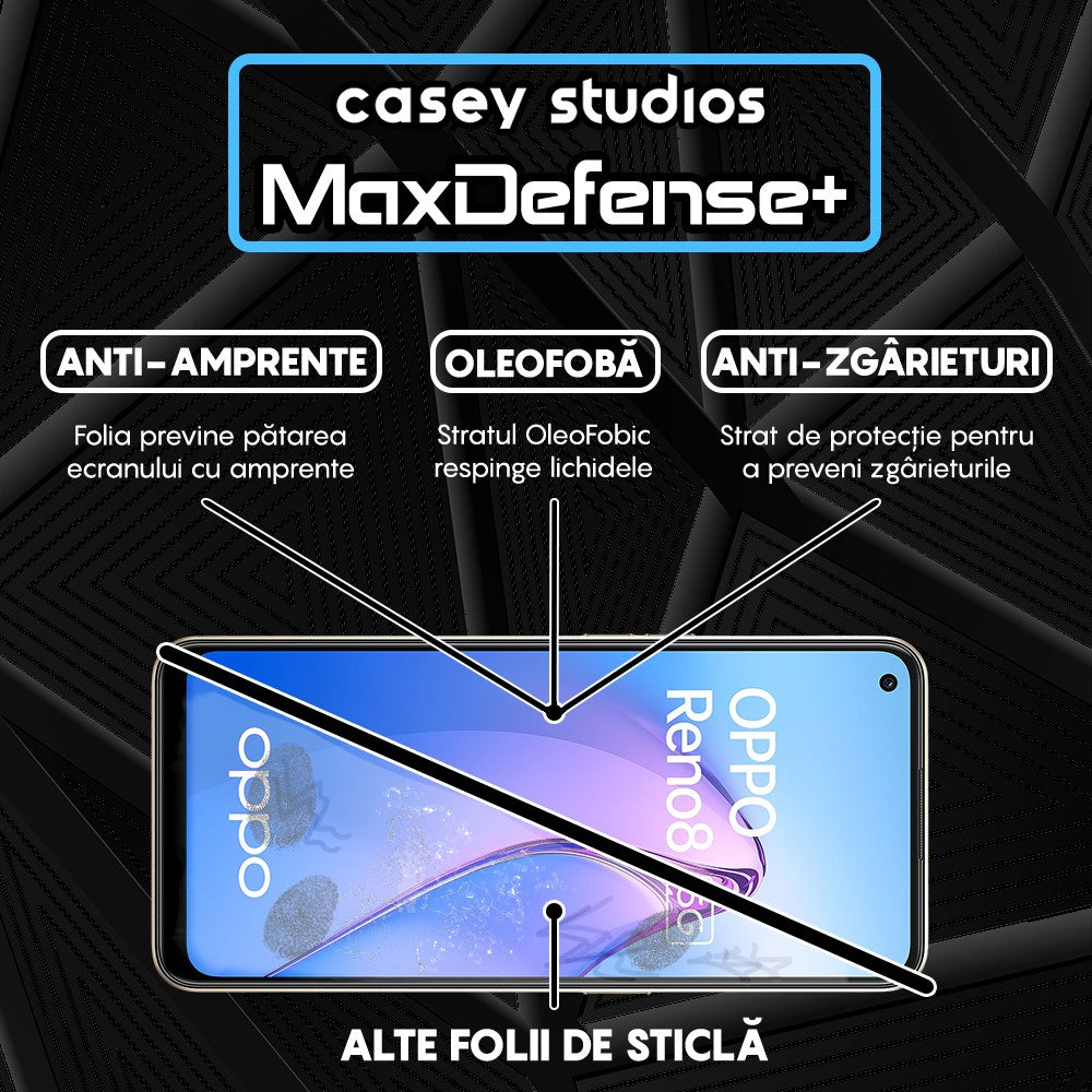 Folie Sticla MaxDefense+ - Oppo Reno8 5G - Negru
