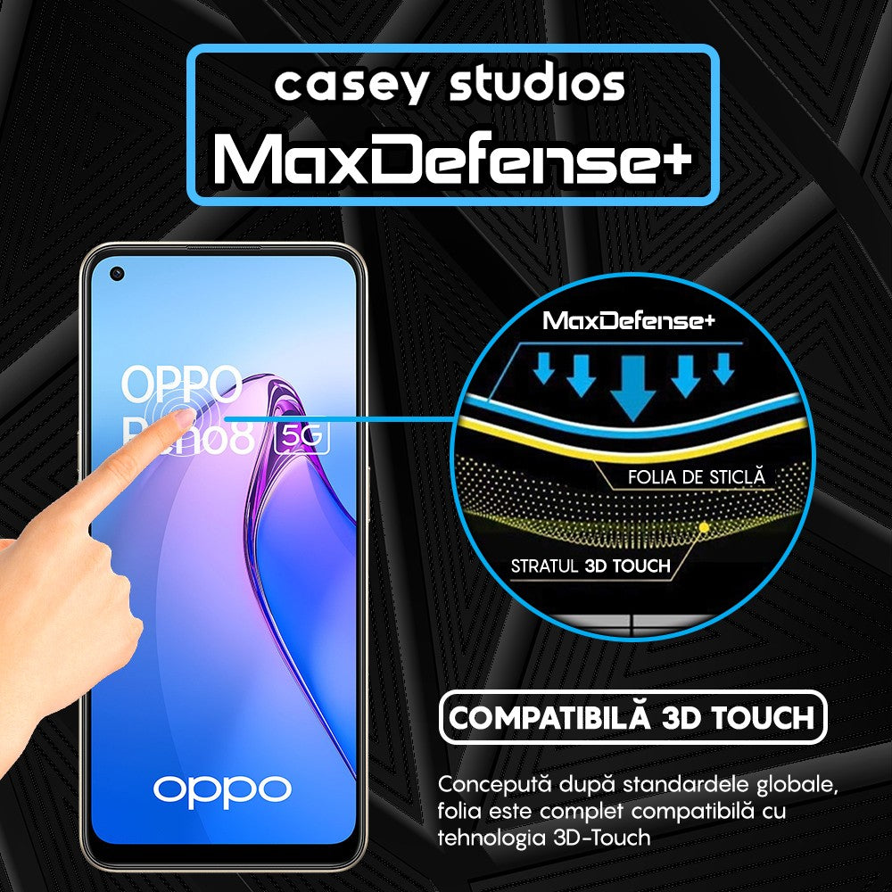 Folie Sticla MaxDefense+ - Oppo Reno8 5G - Negru