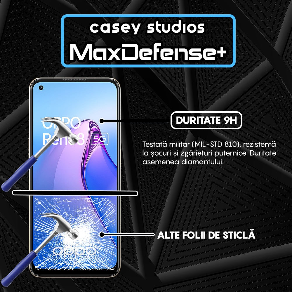 Folie Sticla MaxDefense+ - Oppo Reno8 5G - Negru