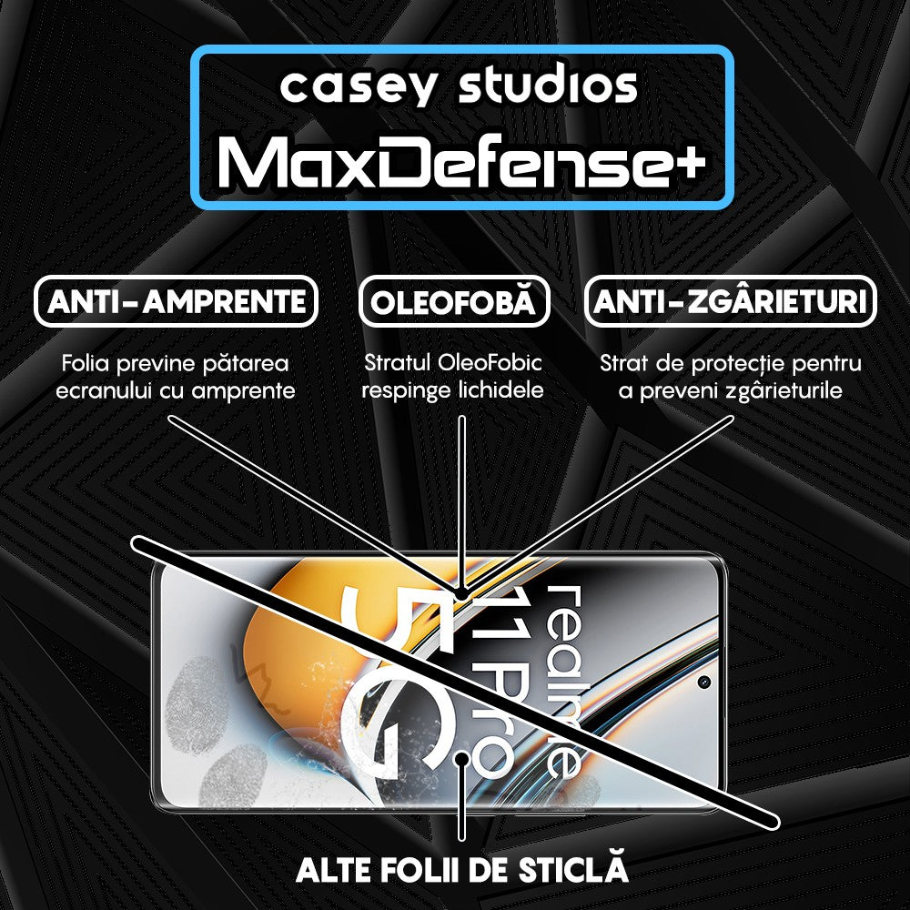 Folie Sticla MaxDefense+ - Realme 11 Pro - Negru