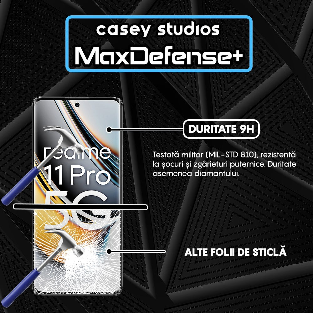 Folie Sticla MaxDefense+ - Realme 11 Pro - Negru