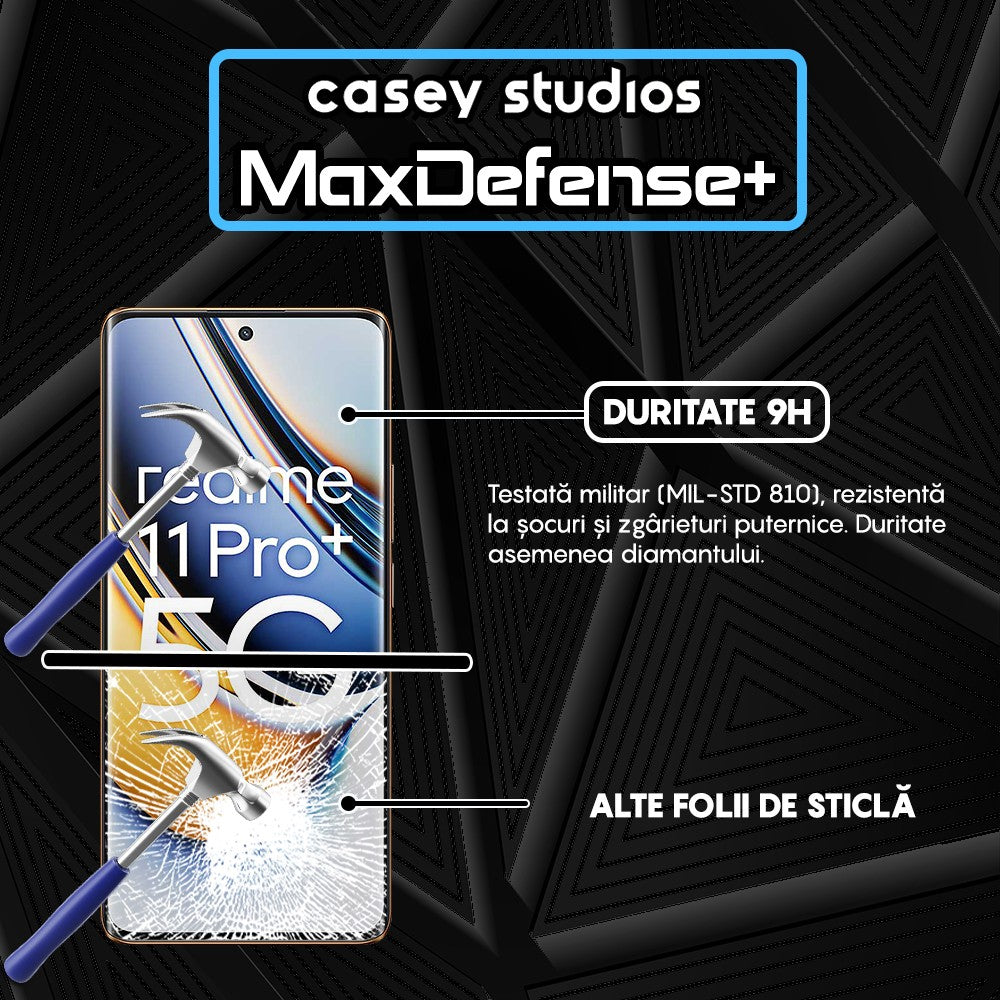 Folie Sticla MaxDefense+ - Realme 11 Pro Plus - Negru