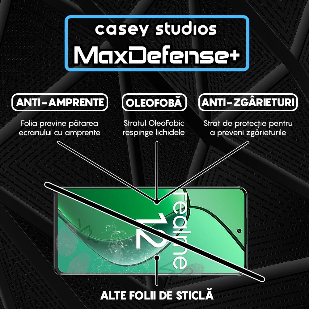 Folie Sticla MaxDefense+ - Realme 12 4G - Negru