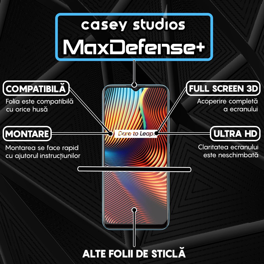 Folie Sticla MaxDefense+ - Realme 7i/C11/C11 (2021)/C15/C21/C21Y/C21Y/C25s/C25Y/Narzo 30A - Negru