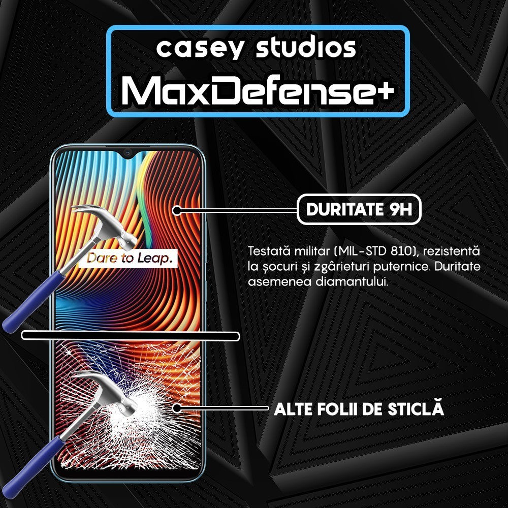Folie Sticla MaxDefense+ - Realme 7i/C11/C11 (2021)/C15/C21/C21Y/C21Y/C25s/C25Y/Narzo 30A - Negru