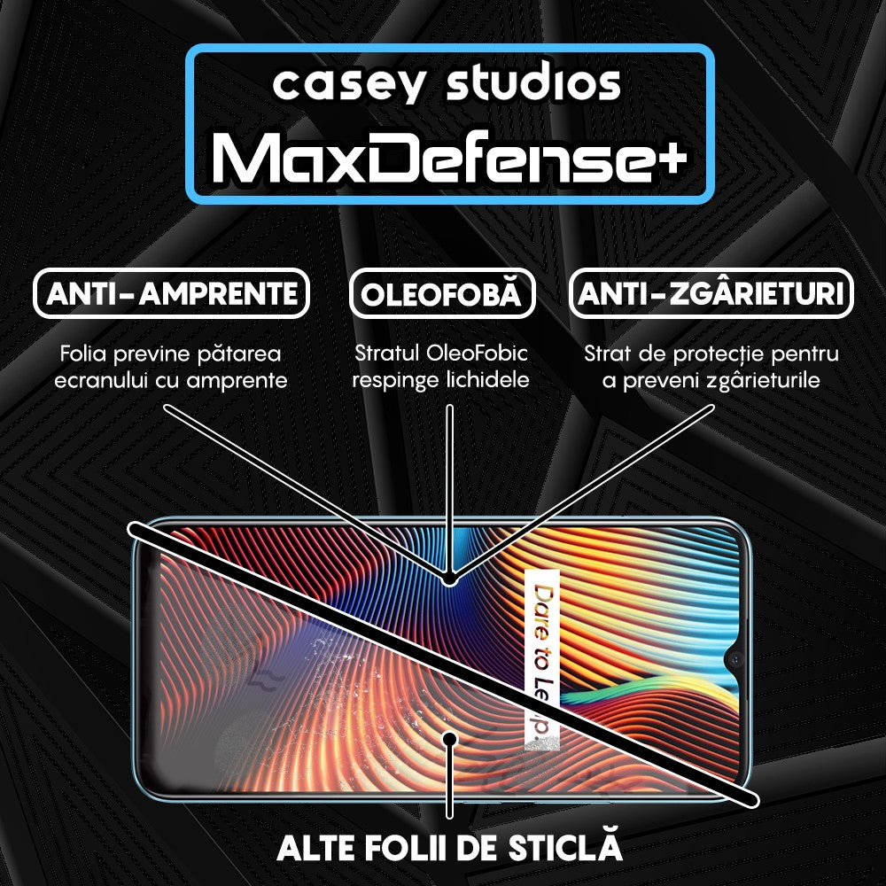 Folie Sticla MaxDefense+ - Realme 7i/C11/C11 (2021)/C15/C21/C21Y/C21Y/C25s/C25Y/Narzo 30A - Negru
