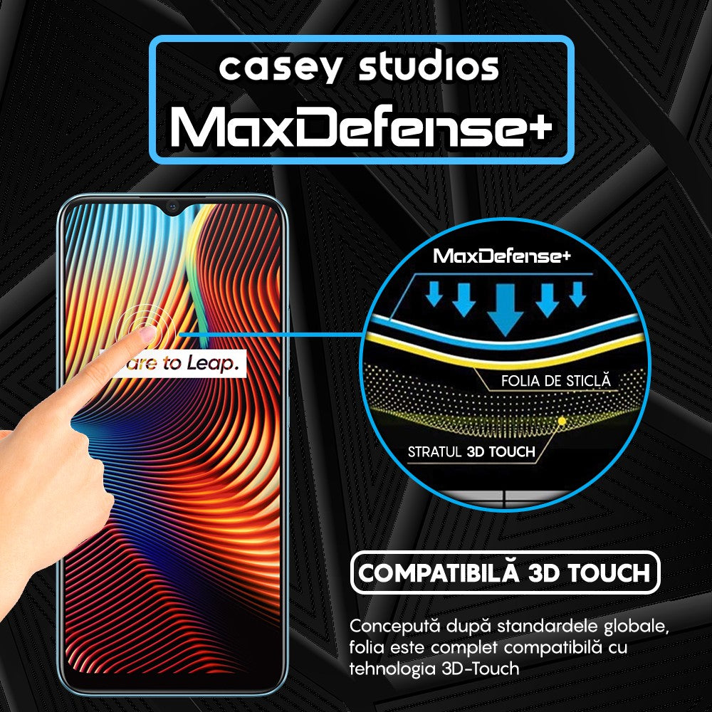 Folie Sticla MaxDefense+ - Realme 7i/C11/C11 (2021)/C15/C21/C21Y/C21Y/C25s/C25Y/Narzo 30A - Negru