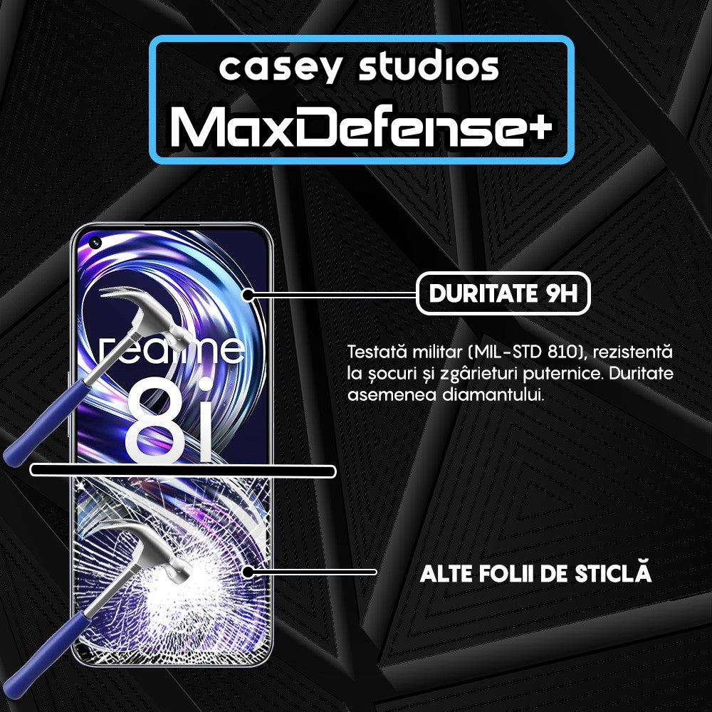 Folie Sticla MaxDefense+ - Realme 8i - Negru