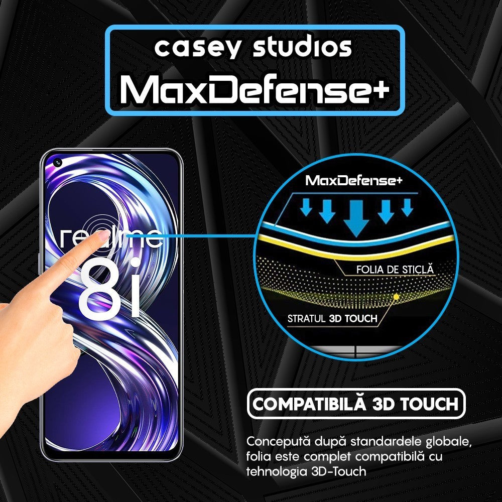 Folie Sticla MaxDefense+ - Realme 8i - Negru