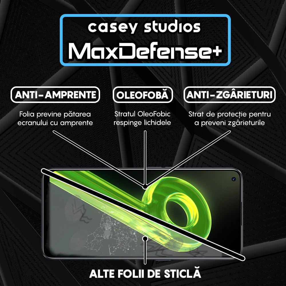 Folie Sticla MaxDefense+ - Realme 9 4G/9 Pro Plus - Negru