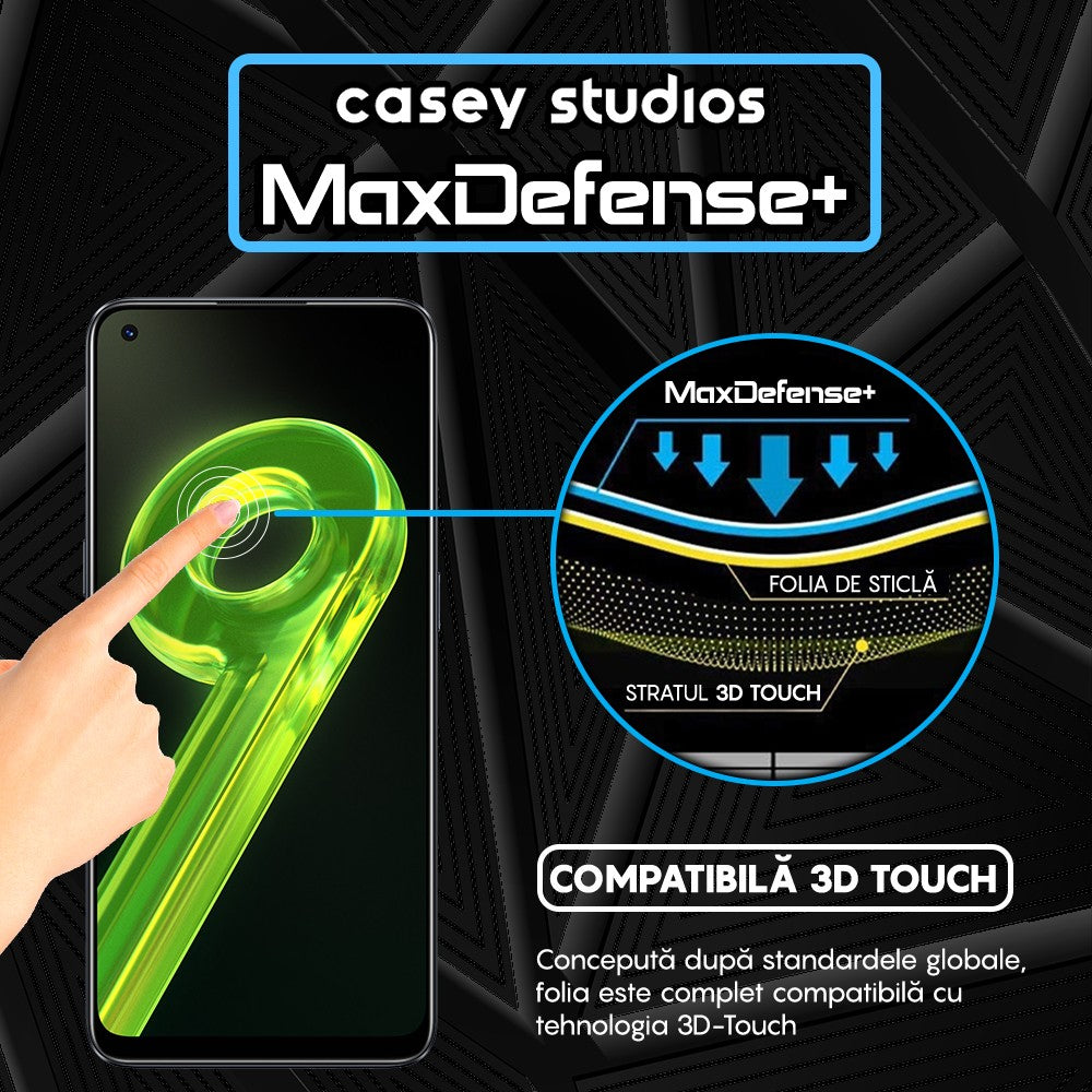 Folie Sticla MaxDefense+ - Realme 9 4G/9 Pro Plus - Negru