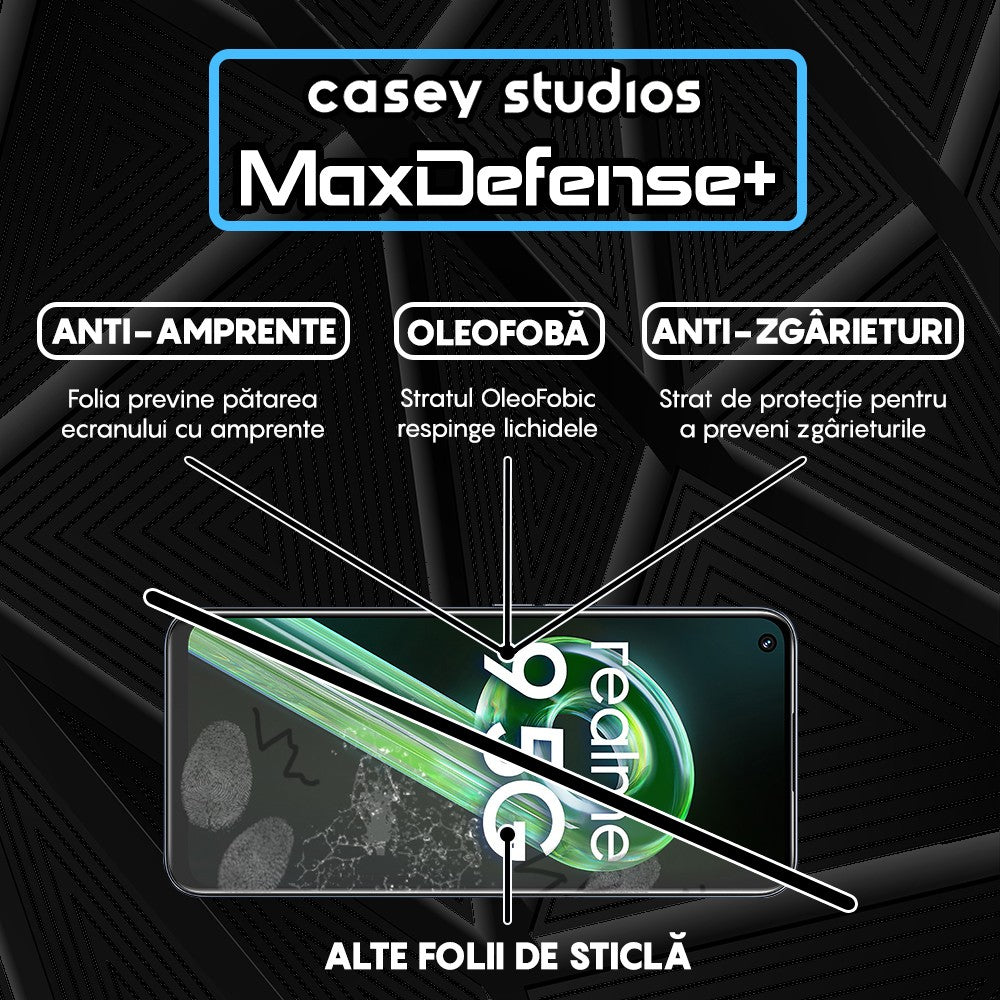 Folie Sticla MaxDefense+ - Realme 9 5G - Negru