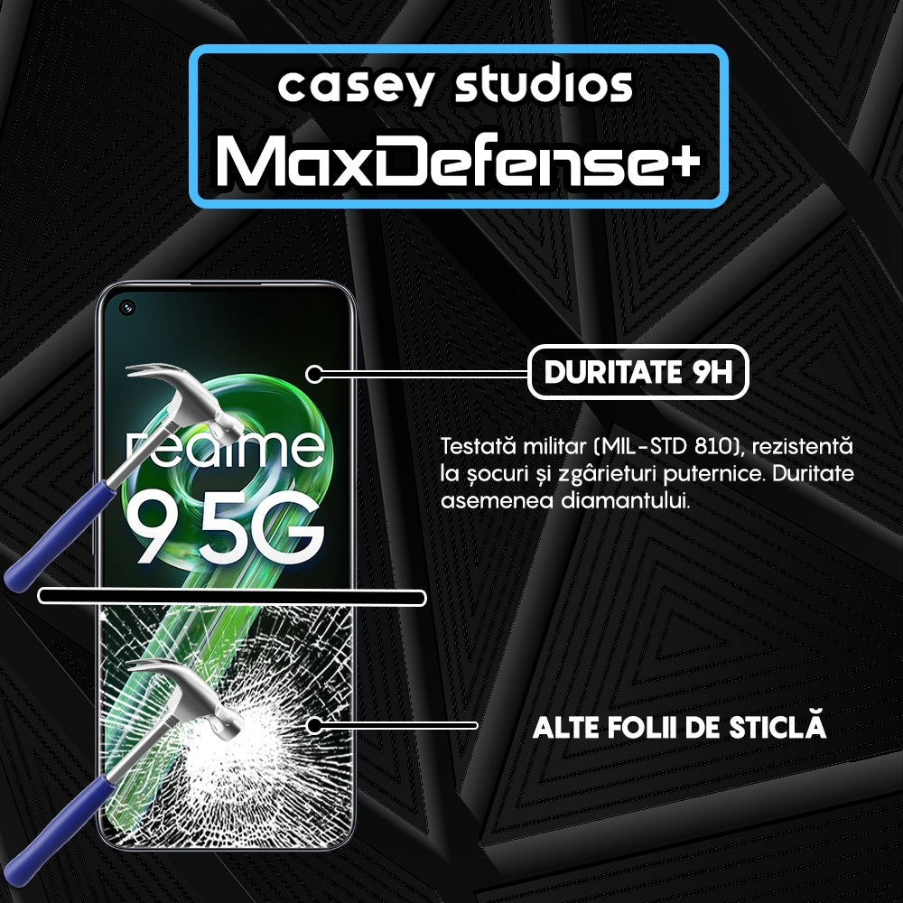 Folie Sticla MaxDefense+ - Realme 9 5G - Negru