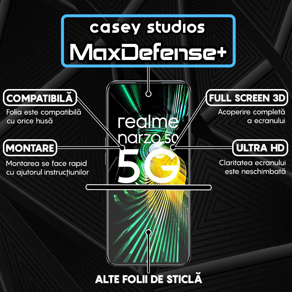 Folie Sticla MaxDefense+ - Realme 9 Pro/Narzo 50 - Negru