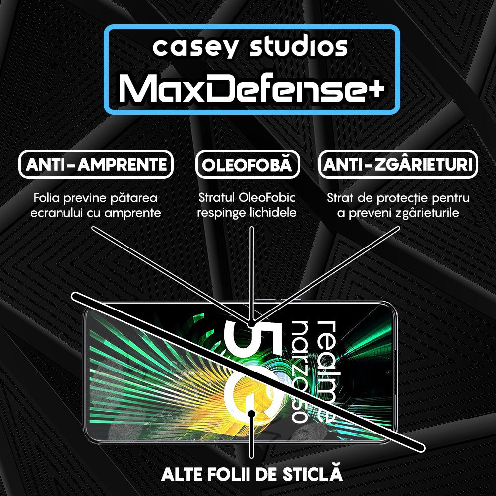 Folie Sticla MaxDefense+ - Realme 9 Pro/Narzo 50 - Negru