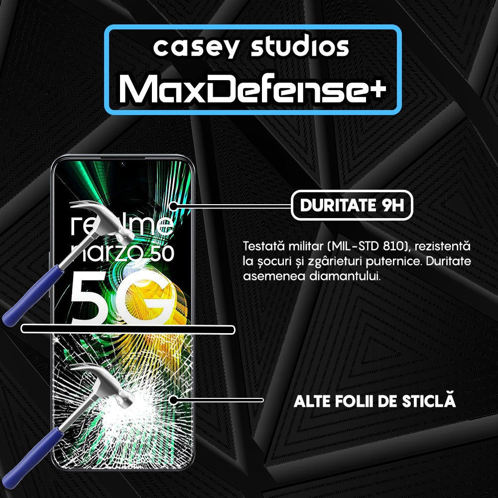 Folie Sticla MaxDefense+ - Realme 9 Pro/Narzo 50 - Negru