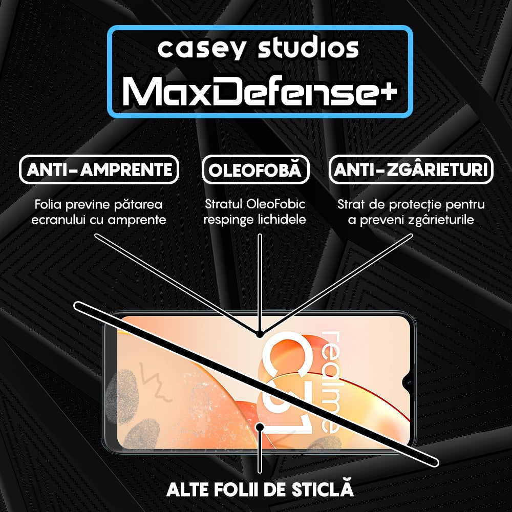 Folie Sticla MaxDefense+ - Realme C31 - Negru