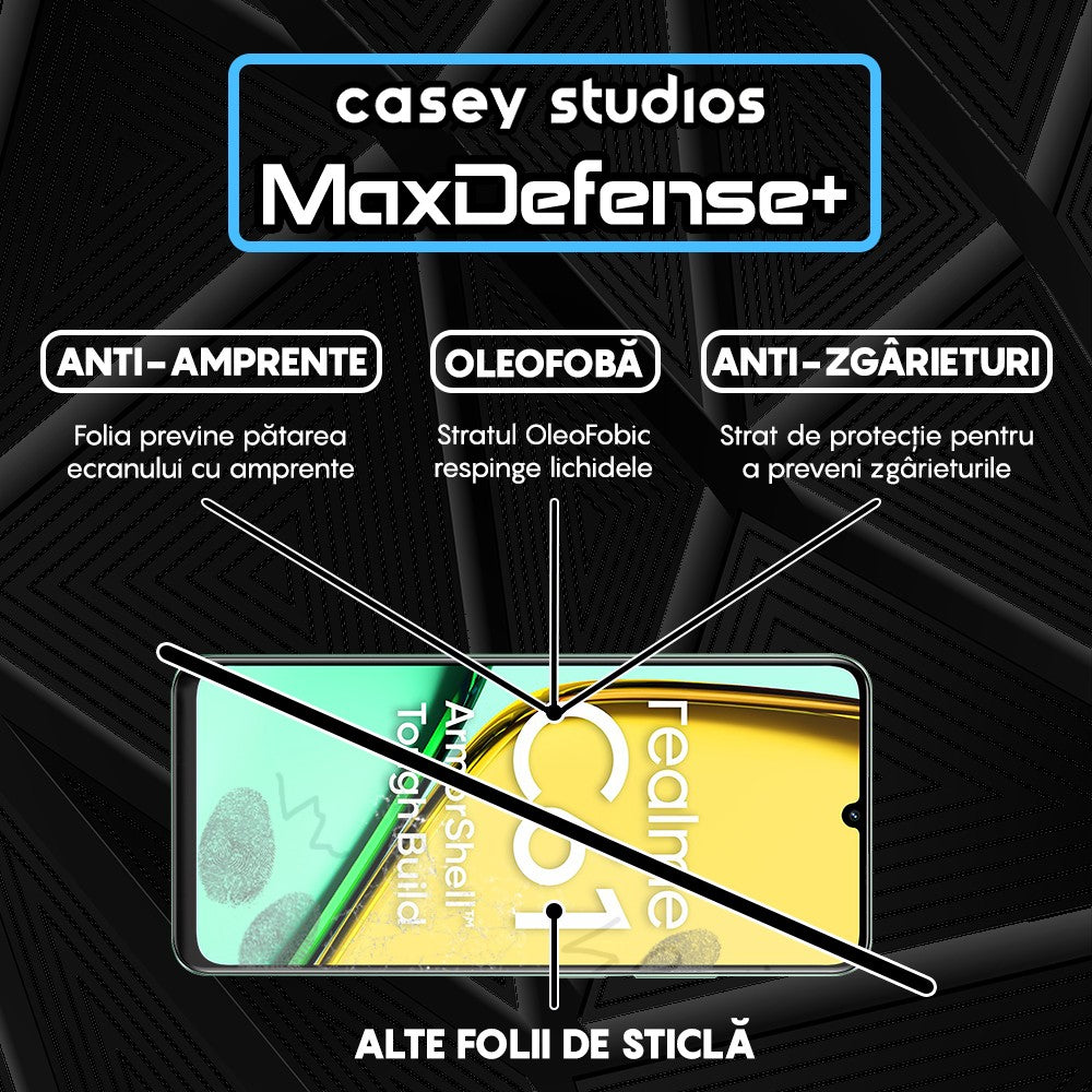 Folie Sticla MaxDefense+ - Realme C61 - Negru