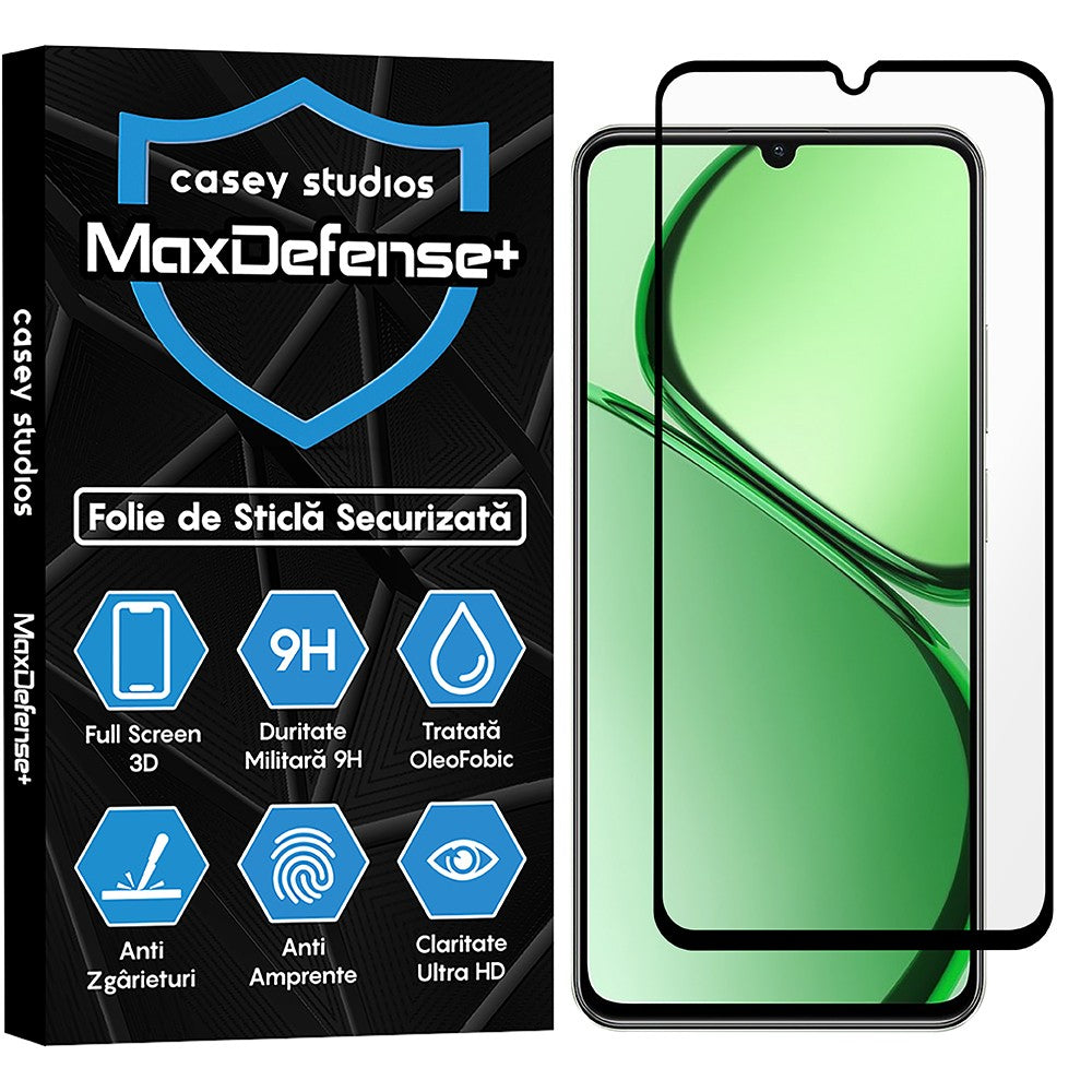 Folie Sticla MaxDefense+ - Realme C63 - Negru