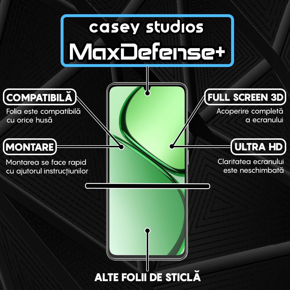 Folie Sticla MaxDefense+ - Realme C63 - Negru