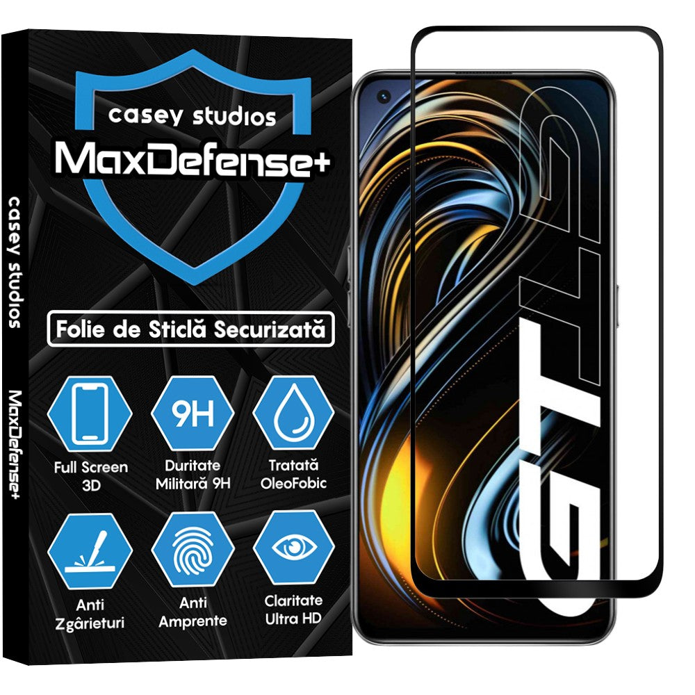 Folie Sticla MaxDefense+ - Realme GT 5G - Negru