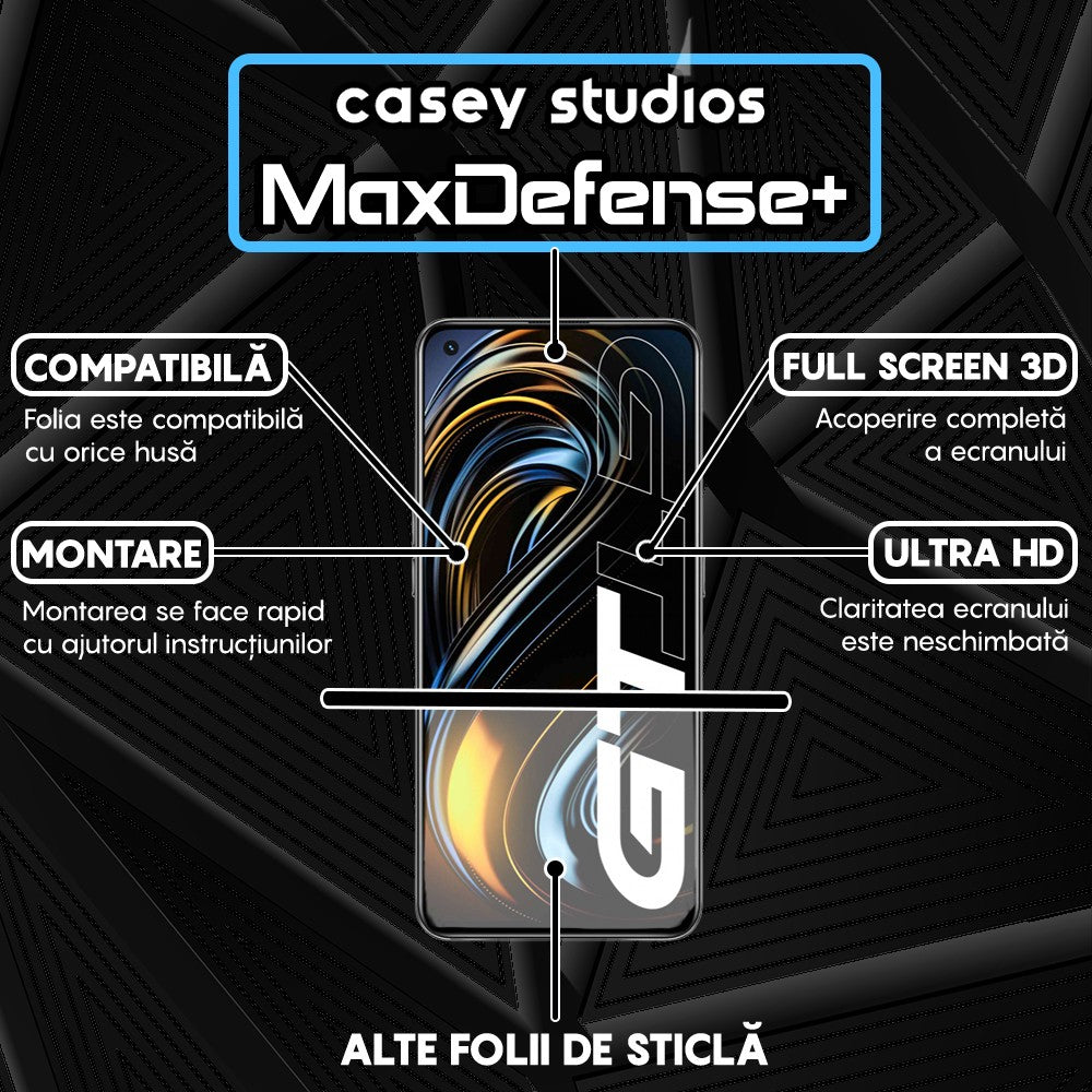 Folie Sticla MaxDefense+ - Realme GT 5G - Negru