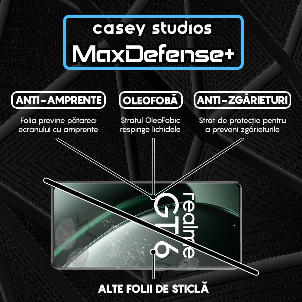 Folie Sticla MaxDefense+ - Realme GT 6 - Negru
