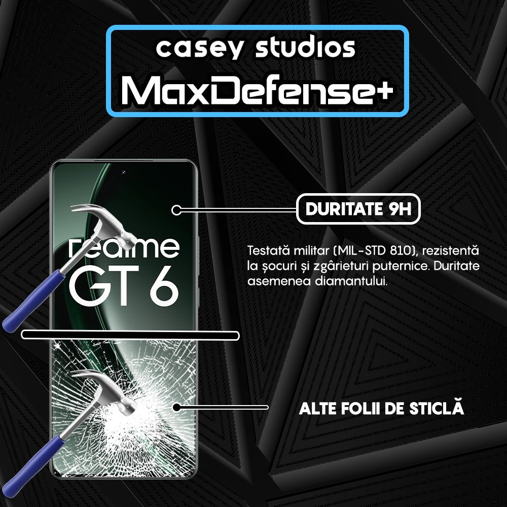 Folie Sticla MaxDefense+ - Realme GT 6 - Negru