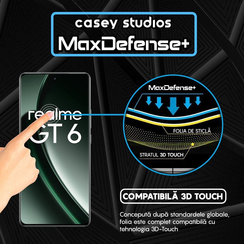 Folie Sticla MaxDefense+ - Realme GT 6 - Negru