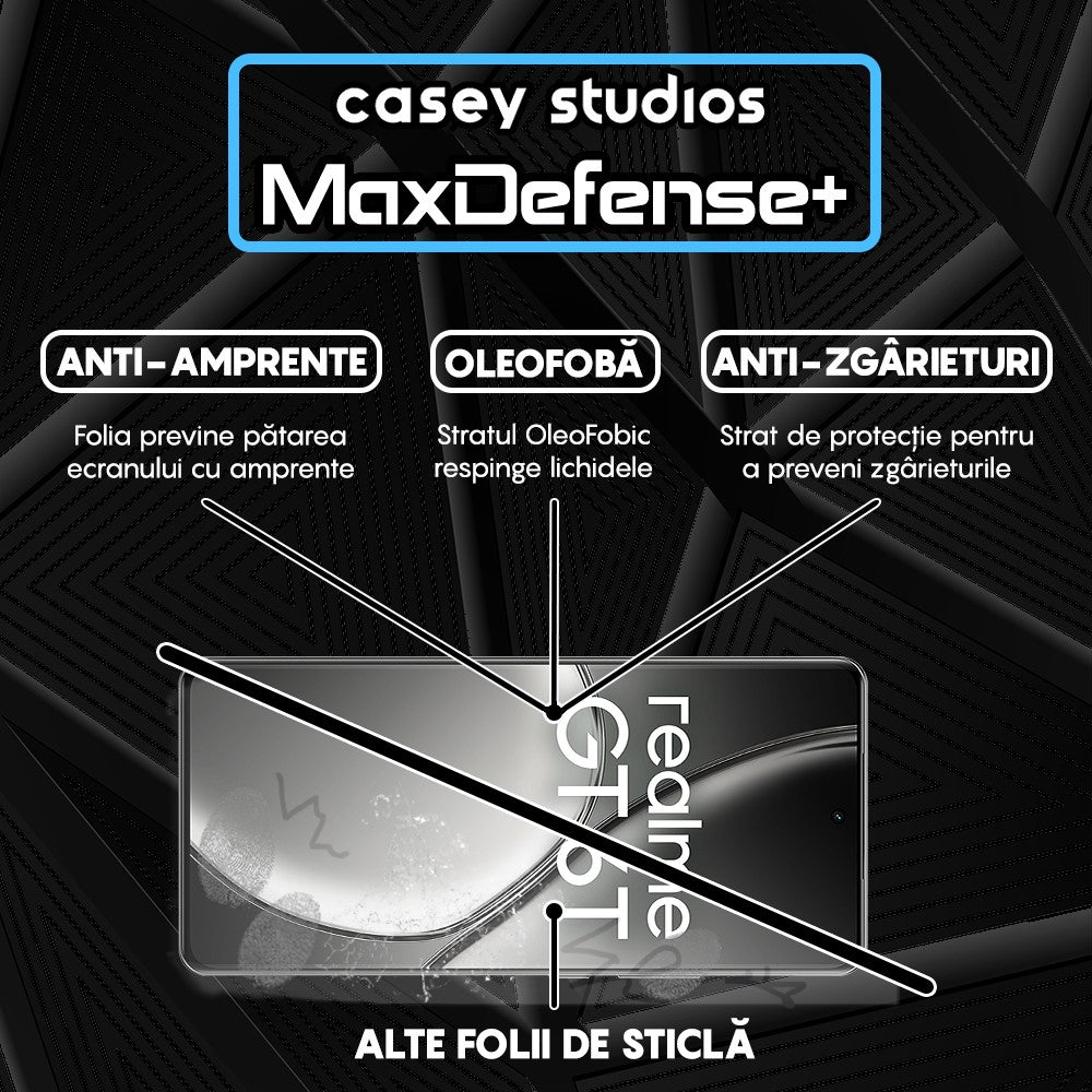 Folie Sticla MaxDefense+ - Realme GT 6T - Negru