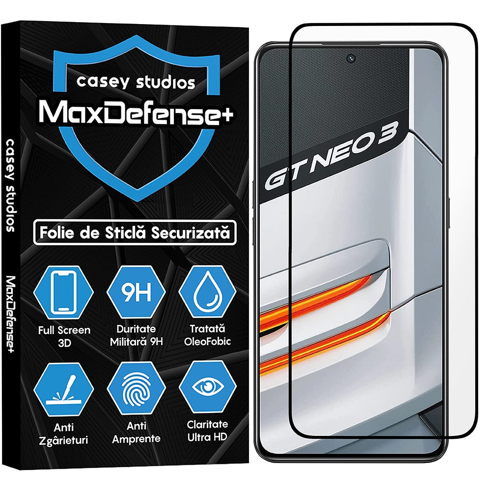 Folie Sticla MaxDefense+ - Realme GT Neo 3 150W - Negru