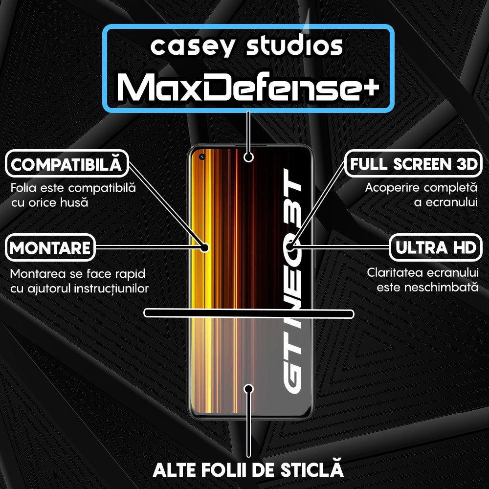 Folie Sticla MaxDefense+ - Realme GT Neo 3T/GT Neo2/GT2 - Negru