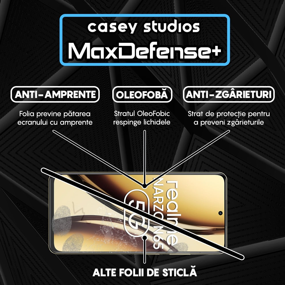 Folie Sticla MaxDefense+ - Realme Narzo N65 - Negru