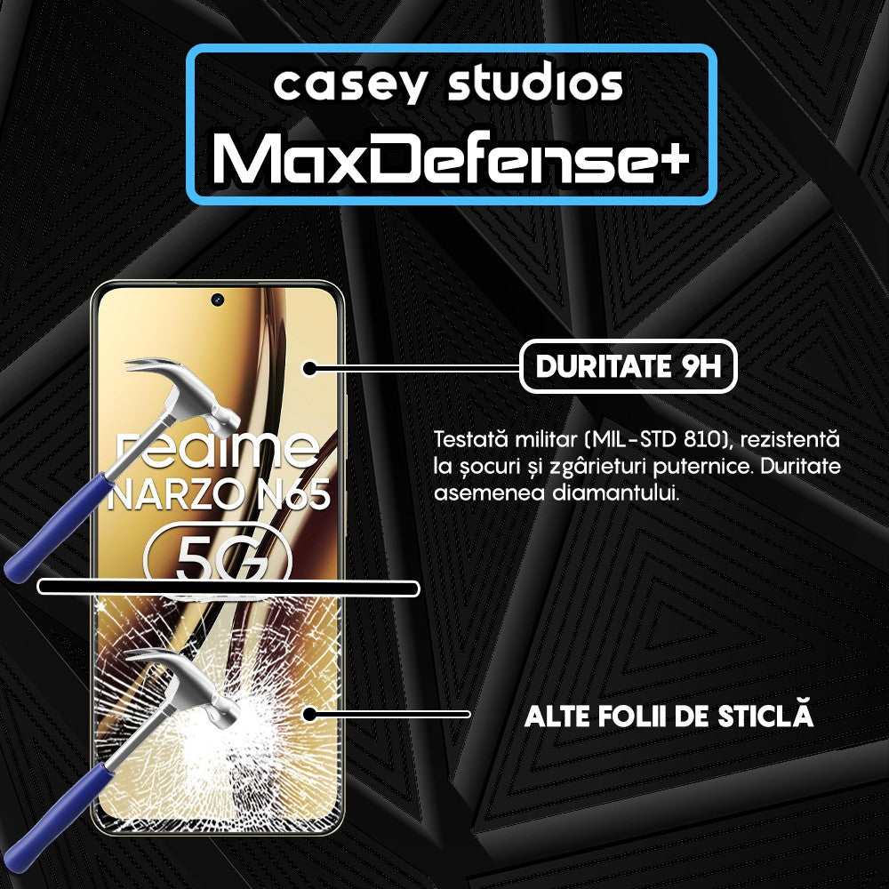 Folie Sticla MaxDefense+ - Realme Narzo N65 - Negru