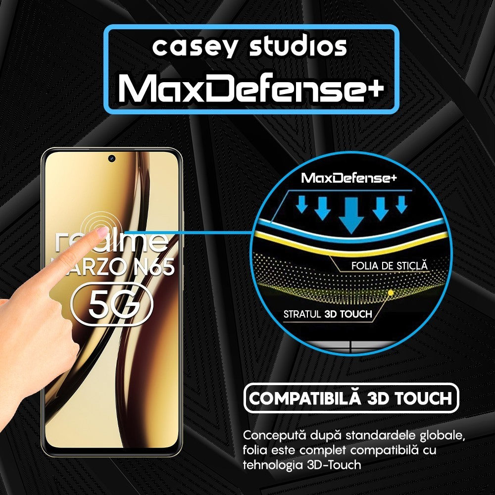 Folie Sticla MaxDefense+ - Realme Narzo N65 - Negru
