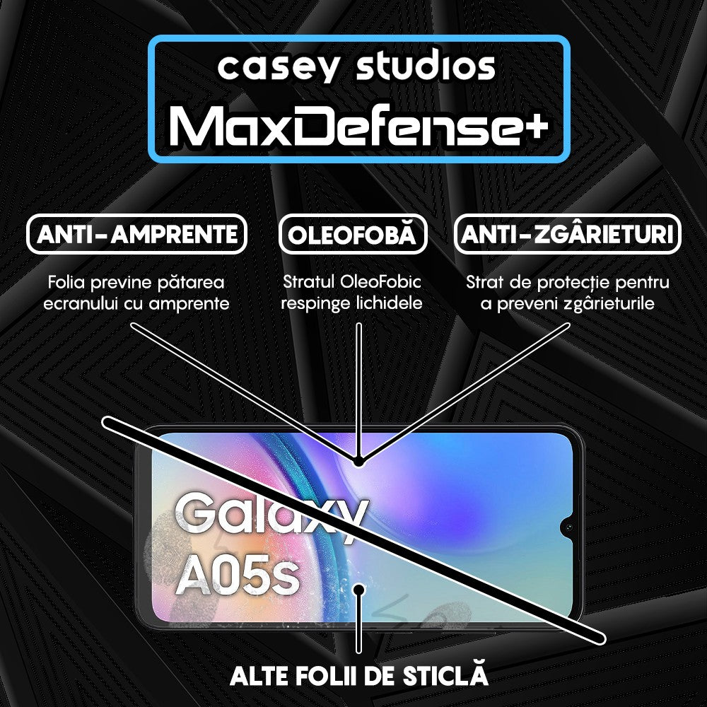 Folie Sticla MaxDefense+ - Samsung Galaxy A05/A05s - Negru