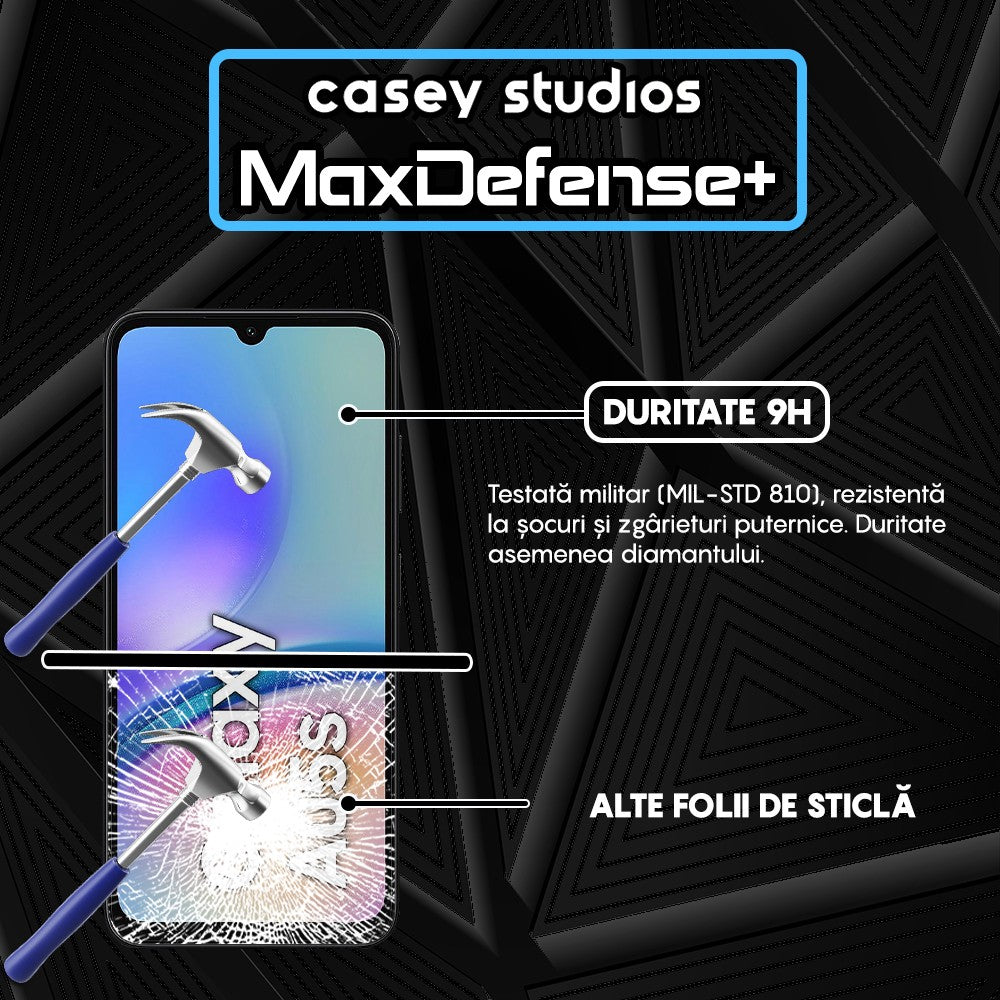Folie Sticla MaxDefense+ - Samsung Galaxy A05/A05s - Negru